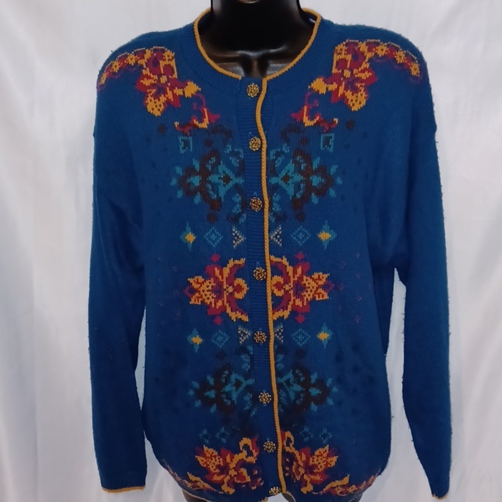 Vintage the Villager Teal Cardigan Sweater